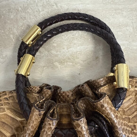 MICHAEL KORS COLLECTION GENUINE PYTHON SKORPIOS RING TOTE ITALY - Picture 11 of 12